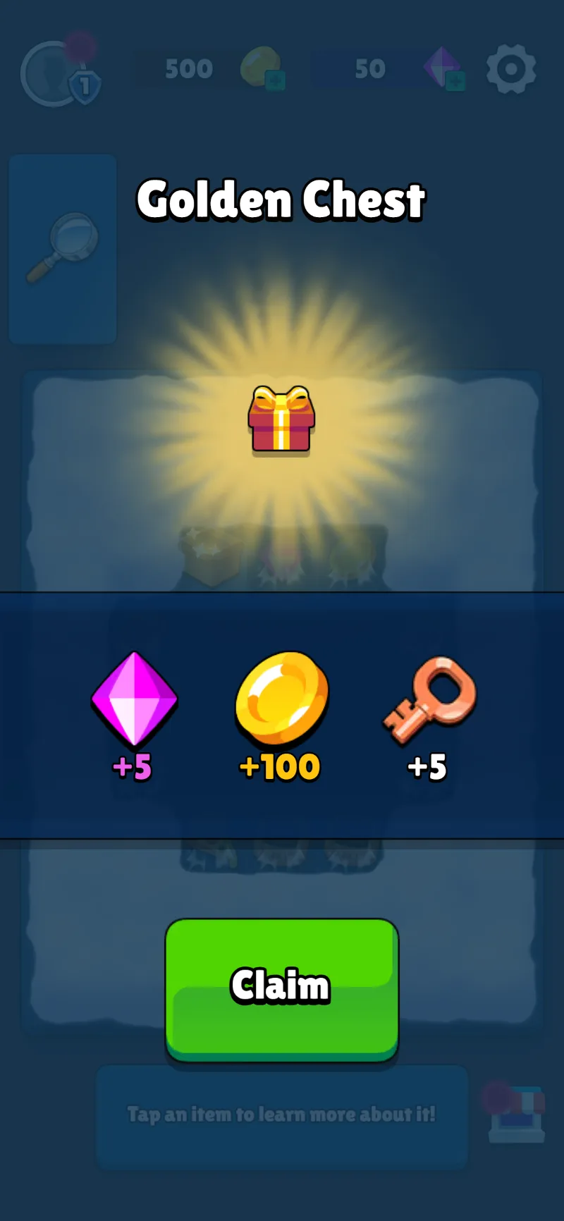 A golden chest opening in a burst of light.